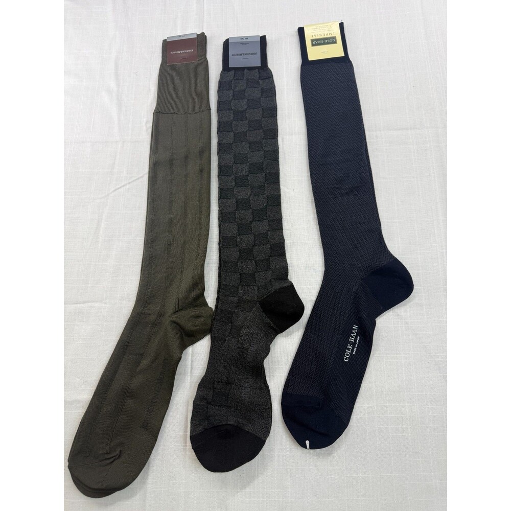 Mens Dress Socks Lot of 3 NWT Cole Haan Johnston Murphy Over Calf Vintage